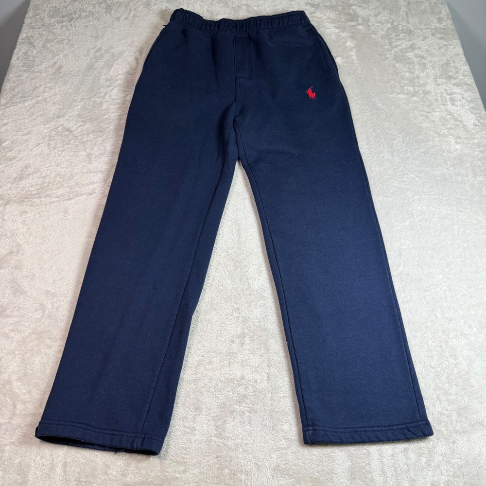 Polo‎ Ralph Lauren Kids Navy Blue Fleece Sweatpants Size Medium Red Pony Logo
